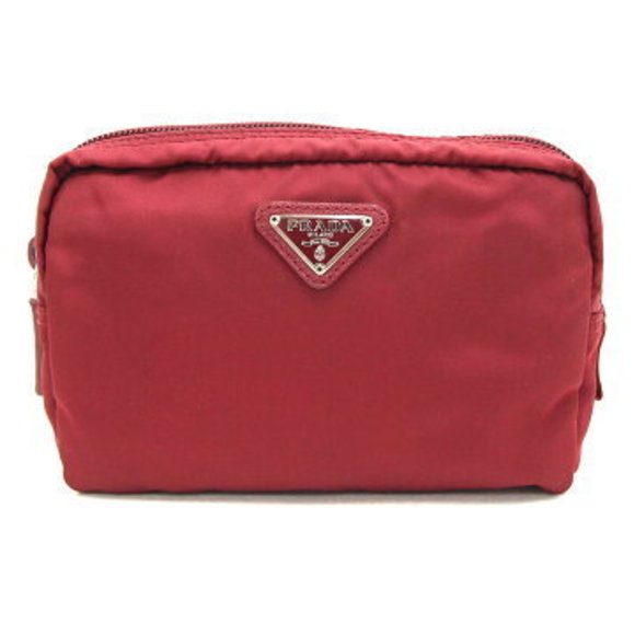 Prada pouch Bordeaux nylon cosmetic makeup holder - Picture 1 of 8
